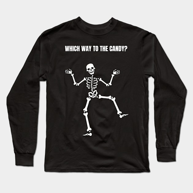 Funny Halloween Skeleton Gift Long Sleeve T-Shirt by Creativity Apparel